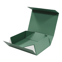 Boîte cadeau rigide de luxe recyclable avec pelliculage brillant, gaufrage, fermeture magnétique noire pliable pour emballage en matériaux recyclés