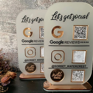 Custom Table Top Business Instagram Social <span class=keywords><strong>Media</strong></span> Sign Clear White Black Gold Mirror 3 Qr Codes Acrylic Social <span class=keywords><strong>Media</strong></span> Sign - Product Image 4