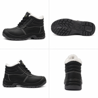 Chaussures de sécurité montantes noires gaufrées, anti-écrasement, anti-perforation, avec embout en acier, imperméables, thermiques, pour l'automne et l'hiver, pour la construction