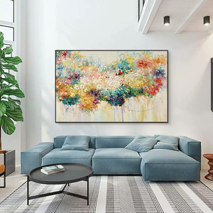 Pinturas Acrílicas Decorativas para Pared, Arte Abstracto Floral, Pintura Acrílica al Óleo sobre Lienzo, Decoración Elegante para Sala de Estar, Z-260128-02, Personalizable - Product Image 2