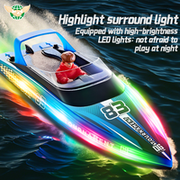 YF - Barcos de Carreras a Control Remoto para Niños, Juguetes para Piscina y Exteriores, con Doble Hélice, Alta Velocidad de 15 KM/H