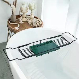 Accessoires de salle de bain en acier inoxydable, étagère de rangement rétractable en marbre anti-baignoire, étagère d'extension pour salle de bain - Product Image 5