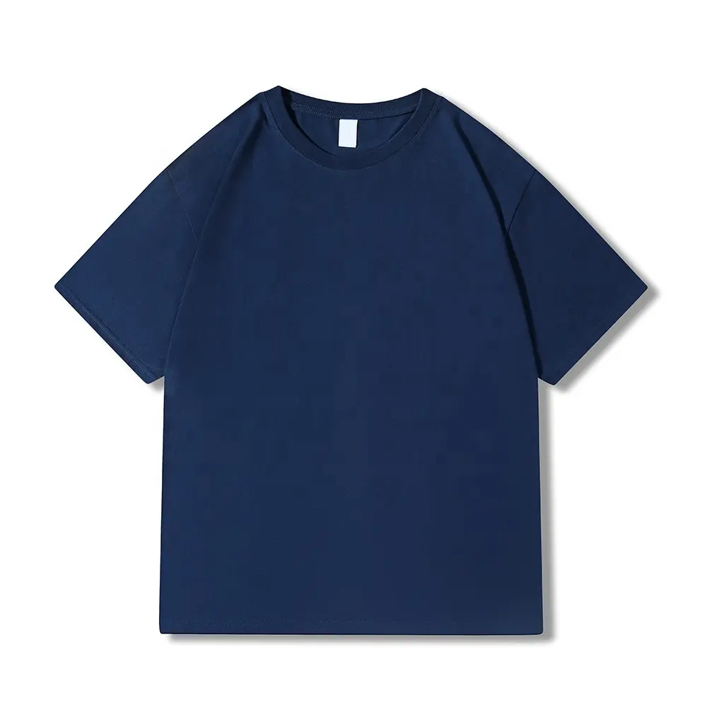 Camiseta de gran tamaño de 210gsm para hombre, ropa de calle informal holgada sólida, camisetas de algodón pesado, camiseta de manga corta con cuello redondo para hombre