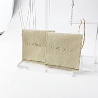 Pochette à collier carrée pliable 7x7cm en velours et faux daim avec logo personnalisé imprimé, fermeture à boucle, boîte cadeau pour bijoux, rangement