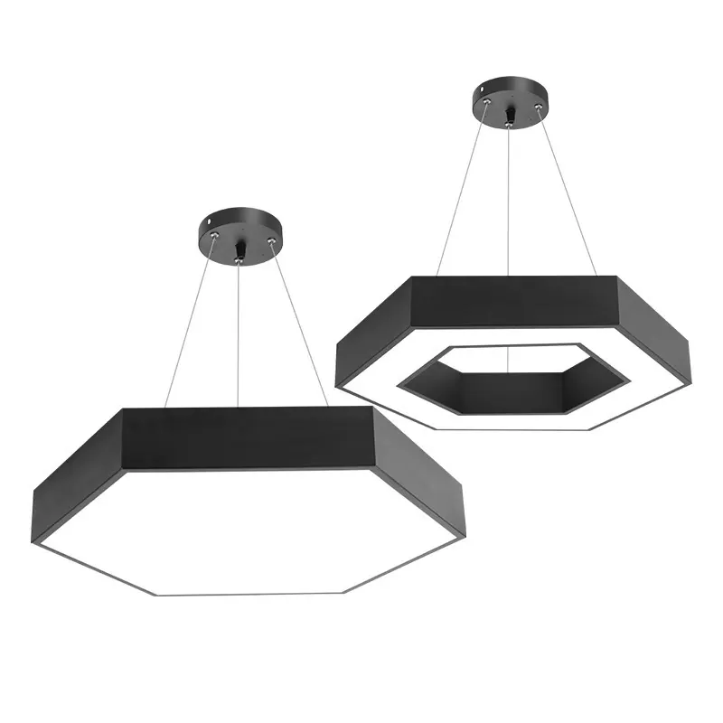 Luci esagonali in alluminio per ufficio lampadari a sospensione a LED lampade a sospensione