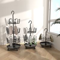 Séchoir à chaussures sur pied avec plateau de drainage, support rotatif pour pantoufles, rangement de balcon, 3 niveaux, multifonctionnel, style européen