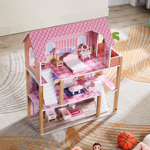 Casa <span class=keywords><strong>de</strong></span> Muñecas Rosa Personalizada al por Mayor, Muebles en Miniatura <span class=keywords><strong>de</strong></span> <span class=keywords><strong>Madera</strong></span>, Juguetes, Poppenhuis, Casa <span class=keywords><strong>de</strong></span> Muñecas Estilo DIY con Habitación Grande <span class=keywords><strong>para</strong></span> <span class=keywords><strong>Niñas</strong></span> - Product Image 6