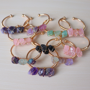 Vente en gros <span class=keywords><strong>horoscope</strong></span> bracelet en cristal naturel bracelet en cristal réglable pierre précieuse carrée cuivre plaqué or - Product Image 5