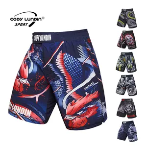 Shorts de mma estampados personalizados, shorts masculinos para luta jiu jitsu