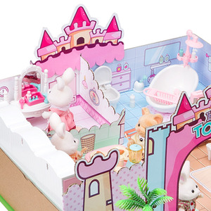 De moda y DIY lindo belleza chicas torre de Casa de muñeca juguetes miniaturas casa de muñecas con muebles - Product Image 4