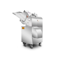 RVS gemotoriseerde ui- en wortelsnijmachine, 1,5-2,5 kW vermogen, geschikt voor restaurants en cafeterias, voor het snijden van fruit en groenten.