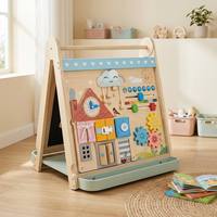 Chevalet en bois 2 en 1 avec tableau noir double face, jeu de dessin, jouet éducatif Montessori, tableau d'activités artistique pour enfants, garçons et filles