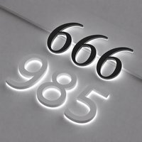 Enseigne en métal 3D rétroéclairée par LED, chiffres et lettres personnalisés en acier inoxydable, plaque murale pour numéros de maison, hôtel, villa, adresse de chambre