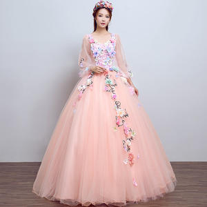 Vestido de noche de manga larga con escote en V, con cordones, largo hasta el suelo, para boda - Product Image 5