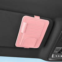 Clip de lunettes pour pare-soleil de voiture, porte-billets, porte-cartes multifonctionnel en cuir rabattable pour voiture