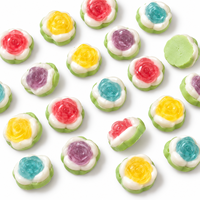 Bonbons gélifiés acidulés en forme de rose 3D halal personnalisés, saveur fruitée, bonbons et confiseries en vrac, vente en gros