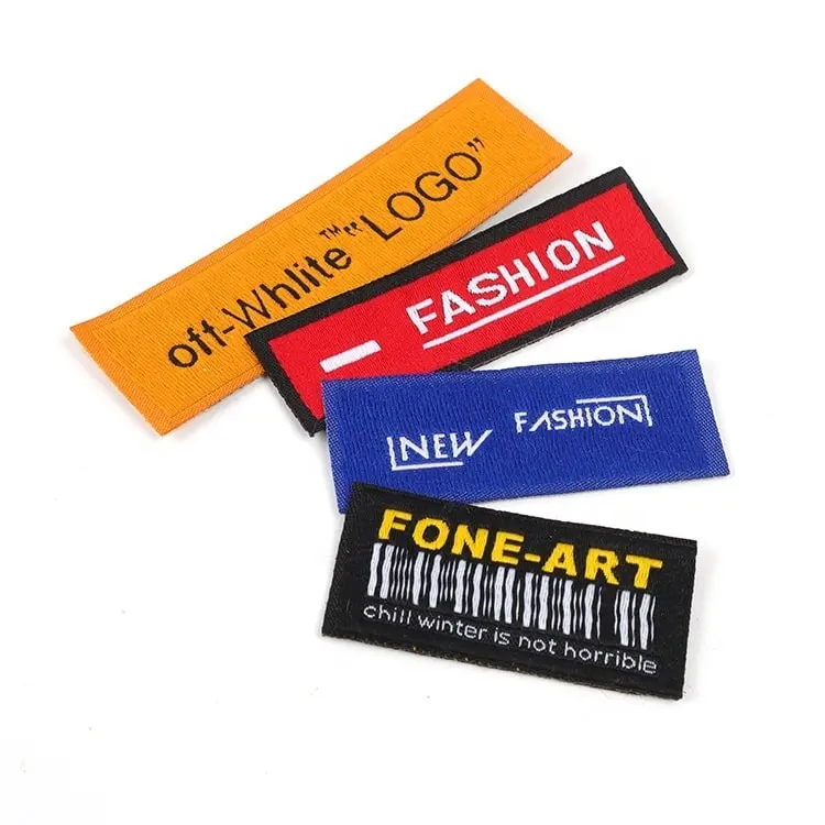 Labels for Clothing Custom Wholesale Sewing On Clothing Red Brand Logo Woven Clothing Labels For Garment