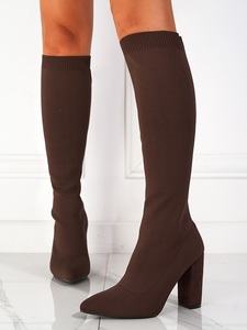 Bottes mi-mollet tricotées élastiques confortables, nouvelle collection automne-hiver 2025, tailles 35-42 - Product Image 5