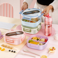 Boîte à lunch bento pour enfants en acier inoxydable PP avec 3 compartiments, micro-ondable, capacité de 1 à 3 L