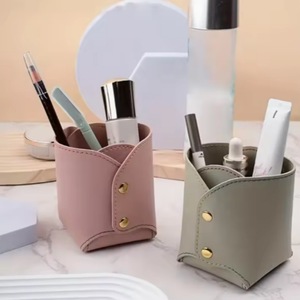 <b>Simple</b> leather makeup brush holder, home clutter, remote control storage box, DIY desktop organizer - Product Image 2