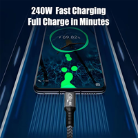 SYONG USB C a USB C Cable de carga rápida 240W PD alta velocidad 20Gbps transferencia de datos 4K60Hz USB 3,2 Monitor Cable tipo C Cable