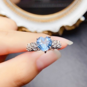 Màu xanh Topaz nhẫn với 14k vàng mạ 925 Bạc bán buôn đá quý trang sức cho phụ nữ cho đám cưới và các bên - Product Image 3