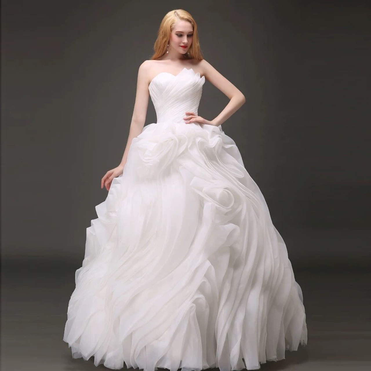 korean organza dress Sondr Coral Korean Wedding Dresses Customized Off the Shoulder Women  Evening Party Dresses Silk Organza Corset Reception Dresses