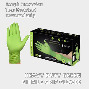 내구성 강한 그립감의 9MIL 그린 니트릴 일회용 산업용 장갑, 엠보싱 다이아몬드 텍스처, 진동 방지 도매 - Product Image 2