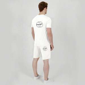 Conjunto de camiseta y pantalones cortos de algodón con logotipo de impresión digital personalizado para hombre, Conjunto de camiseta y pantalones cortos suaves unisex - Product Image 2