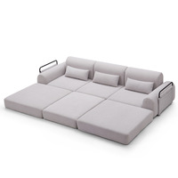 Canapé-lit modulaire en forme de L à trois places avec compression sous vide, tissu en coton et lin, design nordique mobile pour petit appartement, salon