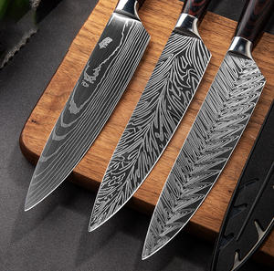 Juego de Cuchillos de Chef Profesionales de Damasco de 8 Pulgadas, Cuchillo de Cocina de Acero Inoxidable Japonés Forjado con Funda para el Hogar y Restaurantes - Product Image 4