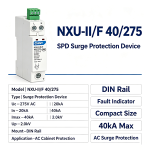 <span class=keywords><strong>Protector</strong></span> Contra Sobretensiones CHINT NXU-II/F 10kA-100kA 1P 2P 3P 3P+N 4P Serie SPD T1 T2 con Certificación CE CB, Stock de Fábrica - Product Image 3