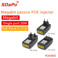 Injecteur PoE passif SDAPO PoE4805 EU Standard sur Ethernet 10/100Mbps 48V 0.5A