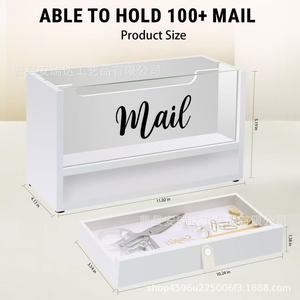 Desktop Mail Organizer Box With Drawer For Office <b>Desk</b> Storage Rectangle Shape <b>Wall</b> Mounted Type 2 Layer Tidy Stationery Holder - Product Image 4