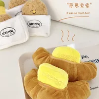 Mainan kunyah anjing, gaya kartun roti Ins baru ramah lingkungan Korea Selatan mainan boneka anjing makanan membal suara penggilingan