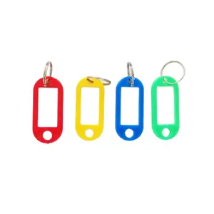 10 Kleuren Met Venster Label Id Bagagelabel Met Split Ring Sleutelhanger Sleutelhanger Plastic Key Tags