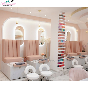 Chaise de massage et de pédicure moderne de luxe <span class=keywords><strong>station</strong></span> de pédicure en bois personnalisée peinte en blanc et rose - Product Image 1