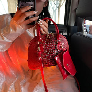 Conjunto de bolso de mano de concha en relieve de cocodrilo Premium de alta calidad para mujer, conjunto de bolso de hombro minimalista de 2 piezas y bolsos de mano - Product Image 1