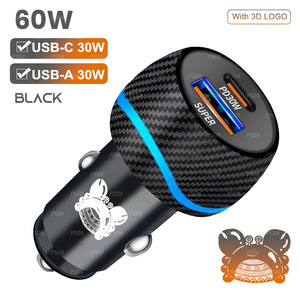 PD30W USB <span class=keywords><strong>C</strong></span> Super Fast Car Charger 60W <span class=keywords><strong>Tipo</strong></span> <span class=keywords><strong>C</strong></span> Car Carga rápida PD/PPS & QC <span class=keywords><strong>Cargador</strong></span> de encendedor de cigarrillos para Samsung iPhone 16 - Product Image 4