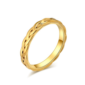 yunnique style minimalist woven <b>chain</b> <b>titanium</b> steel ring, light luxury niche unique design jewelry - Product Image 5