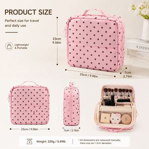 Large Capacity Travel Cosmetic Bag Women <b>Makeup</b> Organizer Pouch with Brush <b>Holder</b> Waterproof Toiletry Bag Custom Logo OEM ODM - Product Image 3