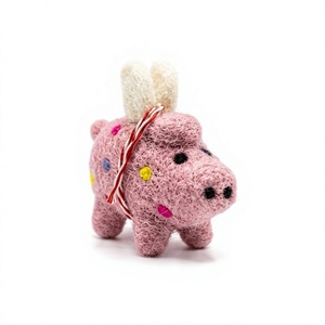Best Himalaya Handmade Eco-Friendly <b>Felt</b> Wool Pig Ornament White Pink Polka Dot Traditional Style Christmas Indoor Wall Hanging - Product Image 2