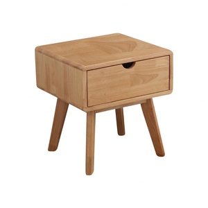 Table de chevet classique en bois naturel de haute qualité, avec un seul tiroir, table de chevet pour chambre à coucher, bois massif - Product Image 6