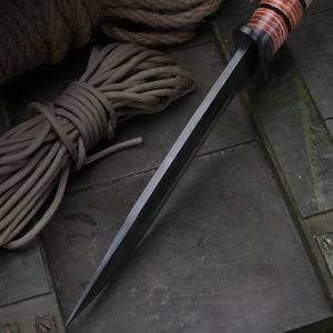 Cuchillo Táctico Personalizable KB1217, Hoja de Acero Inoxidable de Alta Calidad, Mango Fijo de Madera y Cuero para Uso Industrial, Bricolaje y OEM - Product Image 4