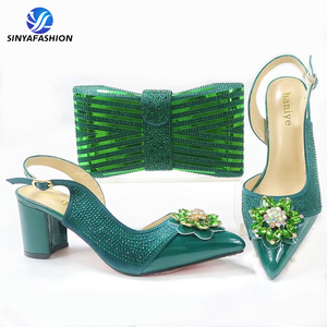 Màu Xanh Màu Ý Giày Túi Thiết Lập Với Đá Cao Gót Đám Cưới Phụ Nữ Giày Phù Hợp Với Túi Thiết Lập Cho Phụ Nữ - Product Image 3