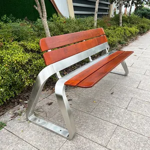 Sedile per panche in legno per patio da giardino in acciaio inossidabile dal design moderno