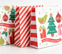 Sac cadeau de Noël en carton ivoire écologique et recyclable, fait main, avec logo personnalisé et design durable