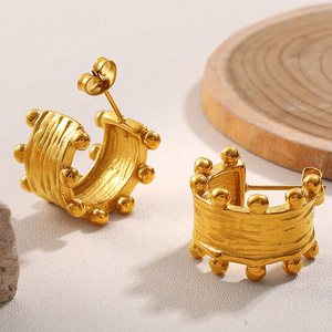 Fashion Jewelry <b>Set</b> Stainless Steel 18K Gold Plated Ball Design Women's Party Earrings <b>Bracelet</b> <b>Set</b> - Product Image 3