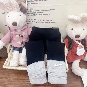 Tongxingyuan Girls Fleece Lined Thick Leggings Solid Color Knitted Autumn Winter Pants For Kids - Product Image 3