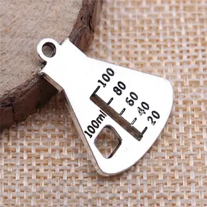 100pcs/bag 26x21mm Antique Silver Plated Zinc Alloy Chemical Instrument Graduate Charms Pendants ABD-C12627